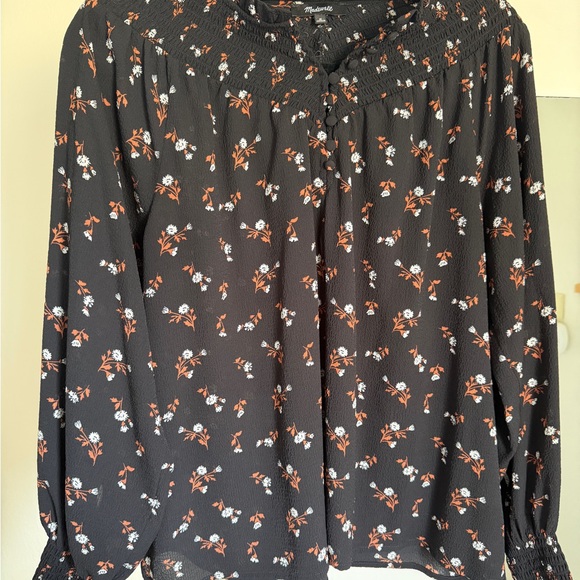 Madewell Embroidered Smockneck Top - Tossed Floral - Picture 2 of 5